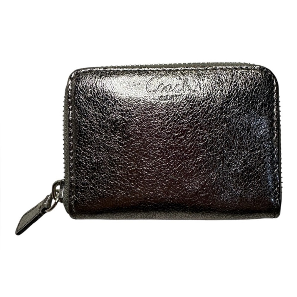Coach NWOT Pewter Leather Metallic Medium Coin‎ Wallet